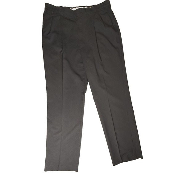 Haggar Worsted Wool Blend Dress Pants Men's 38‎ x 34 High Rise Black Office-657 - Picture 1 of 8